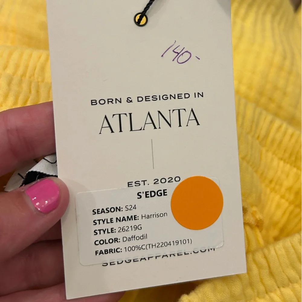 SEDGE - Daffodil muslin yellow Harrison Pants NWT